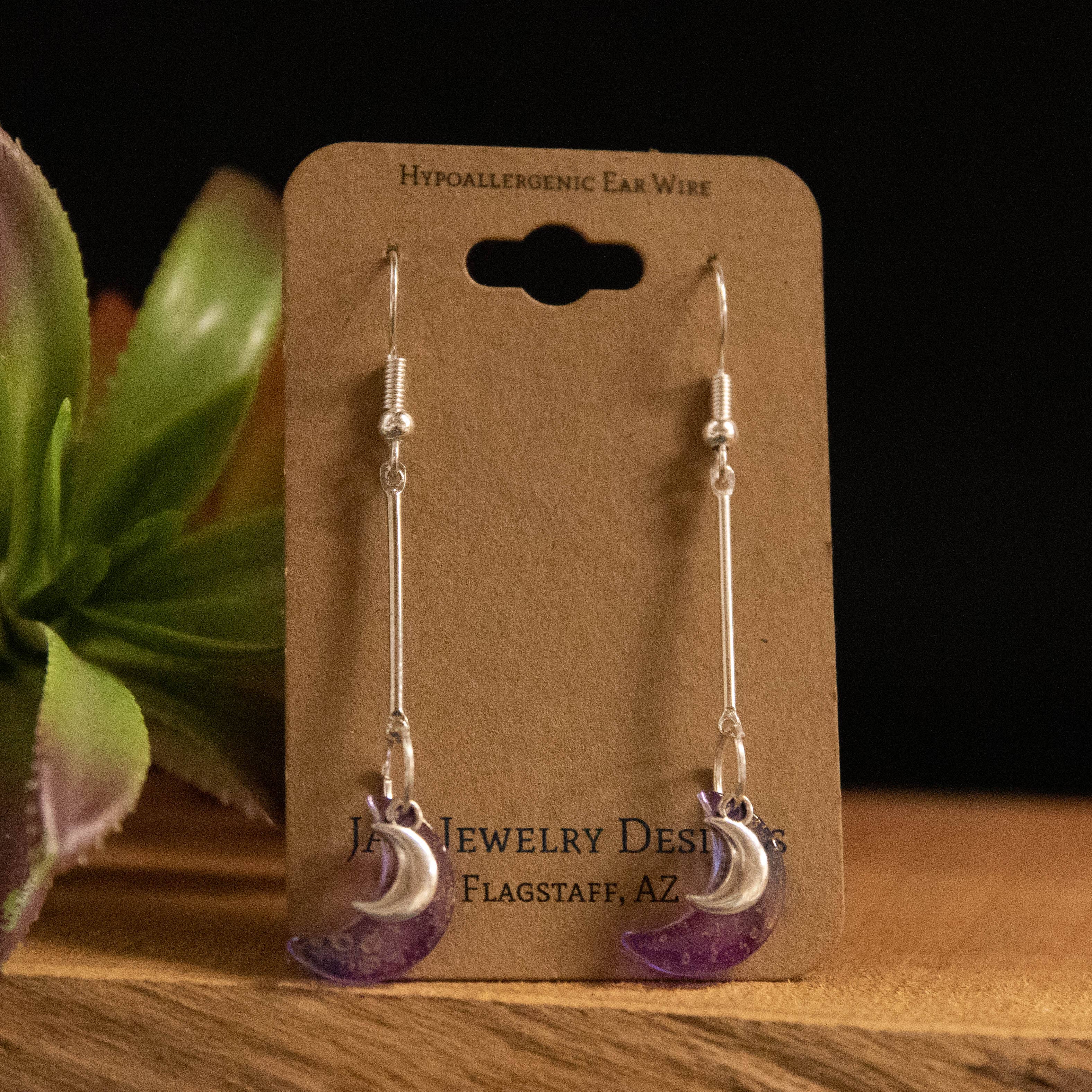 Double Moon Drop Earrings