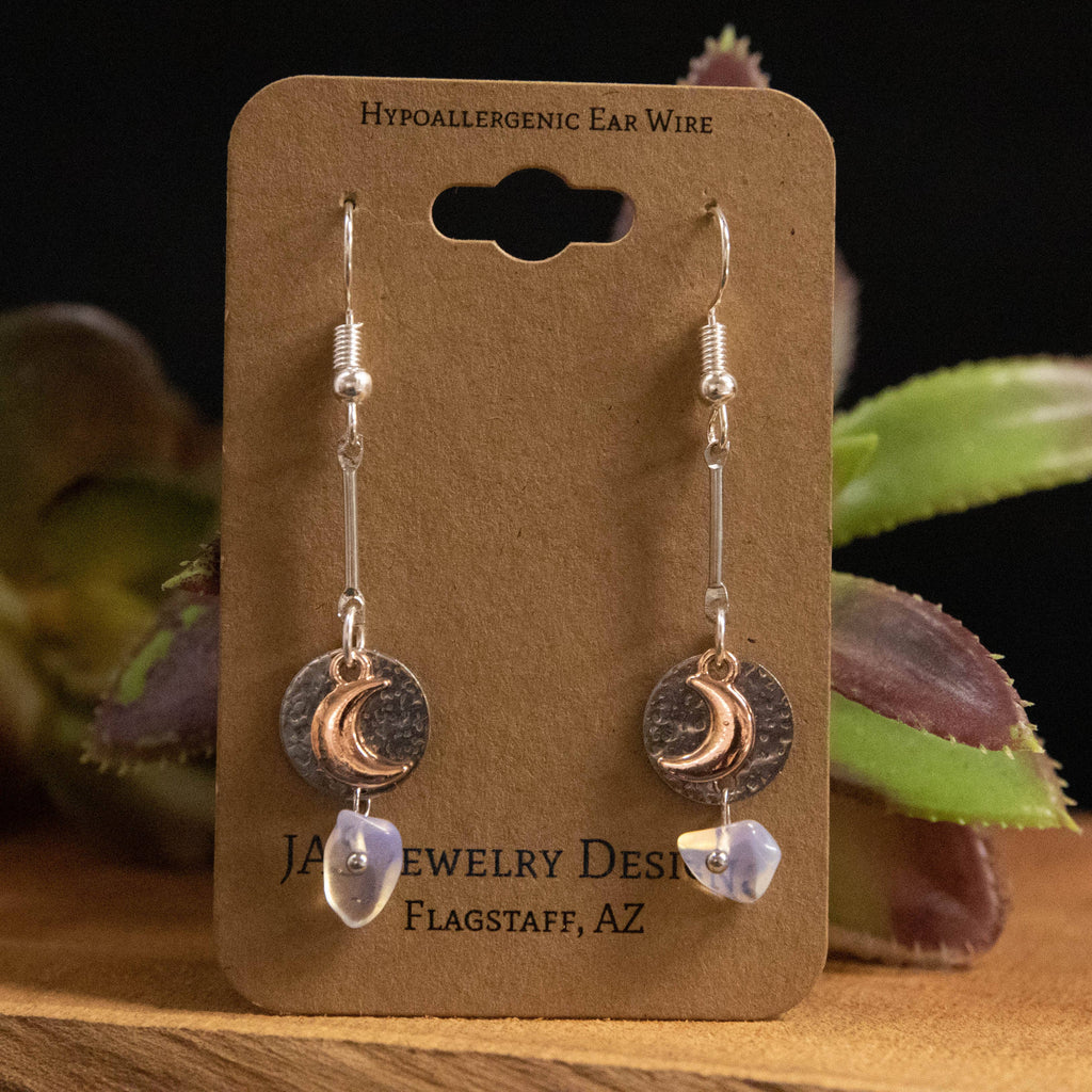 Mixed Metal Moon Earrings