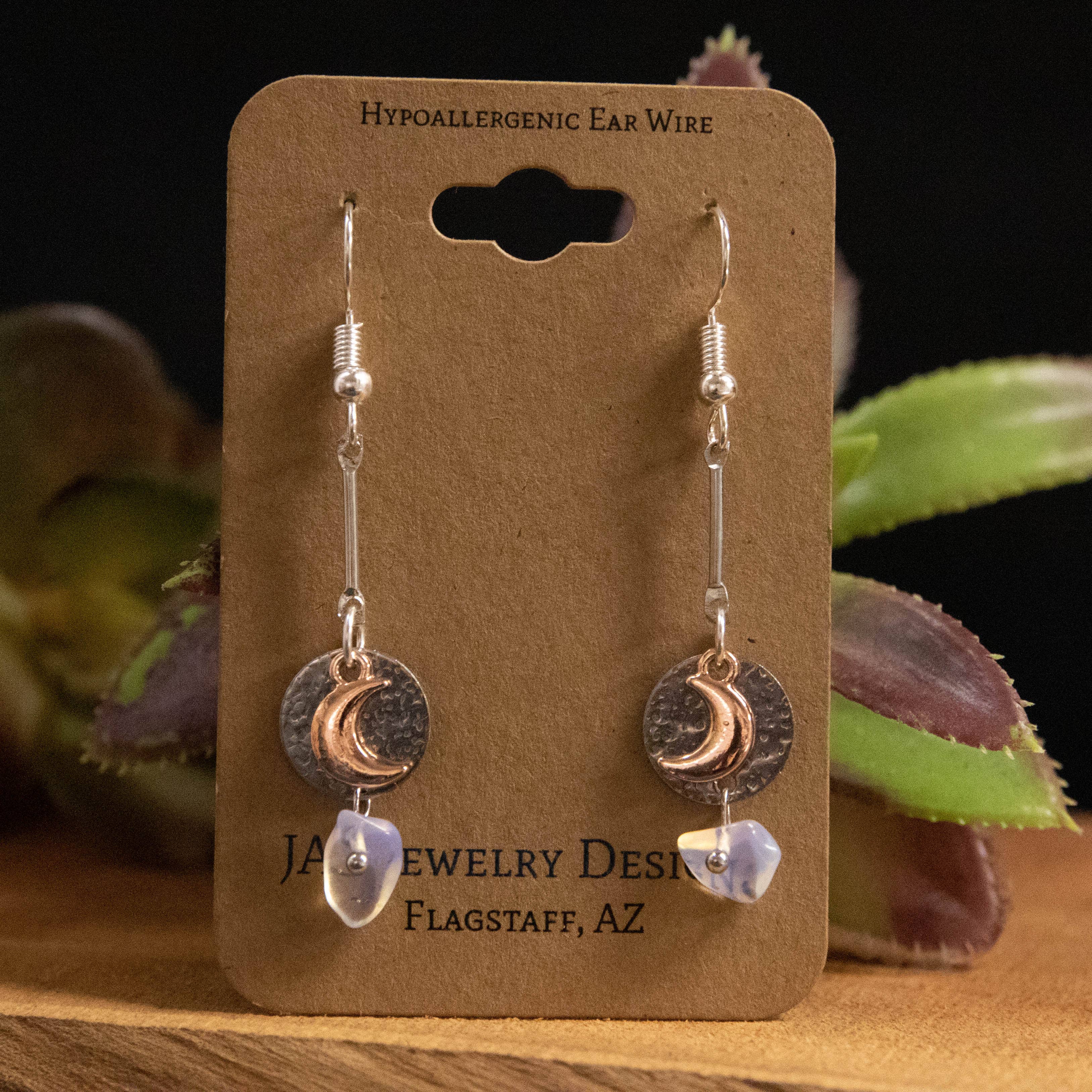 Mixed Metal Moon Earrings