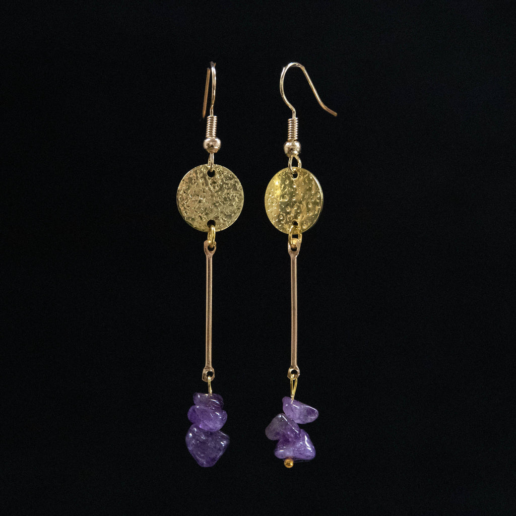 Long Amethyst Drop Earrings