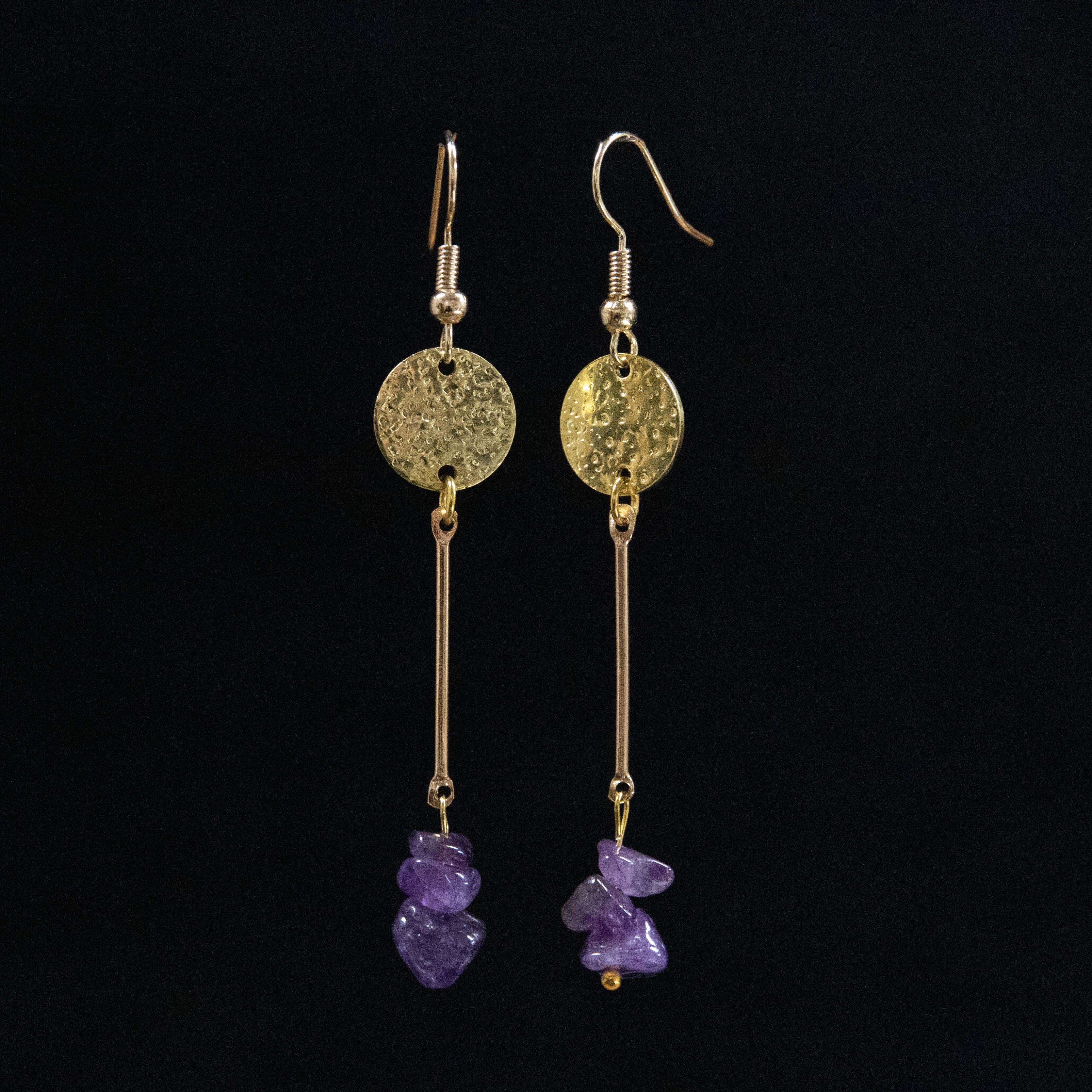 Long Amethyst Drop Earrings
