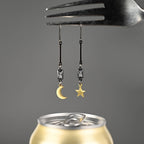 Moon & Star Mismatched Mixed Metal Earrings