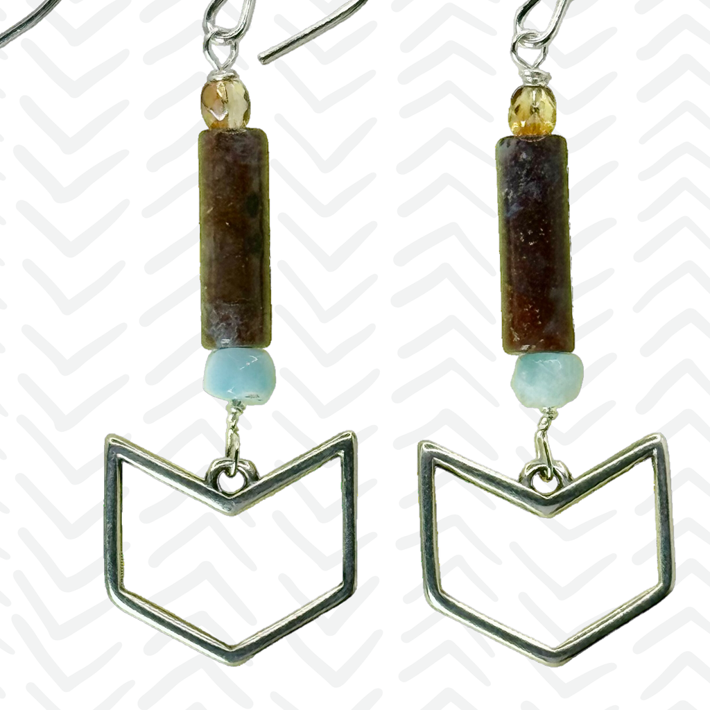 Silver Arrow with Fancy Jasper earrings