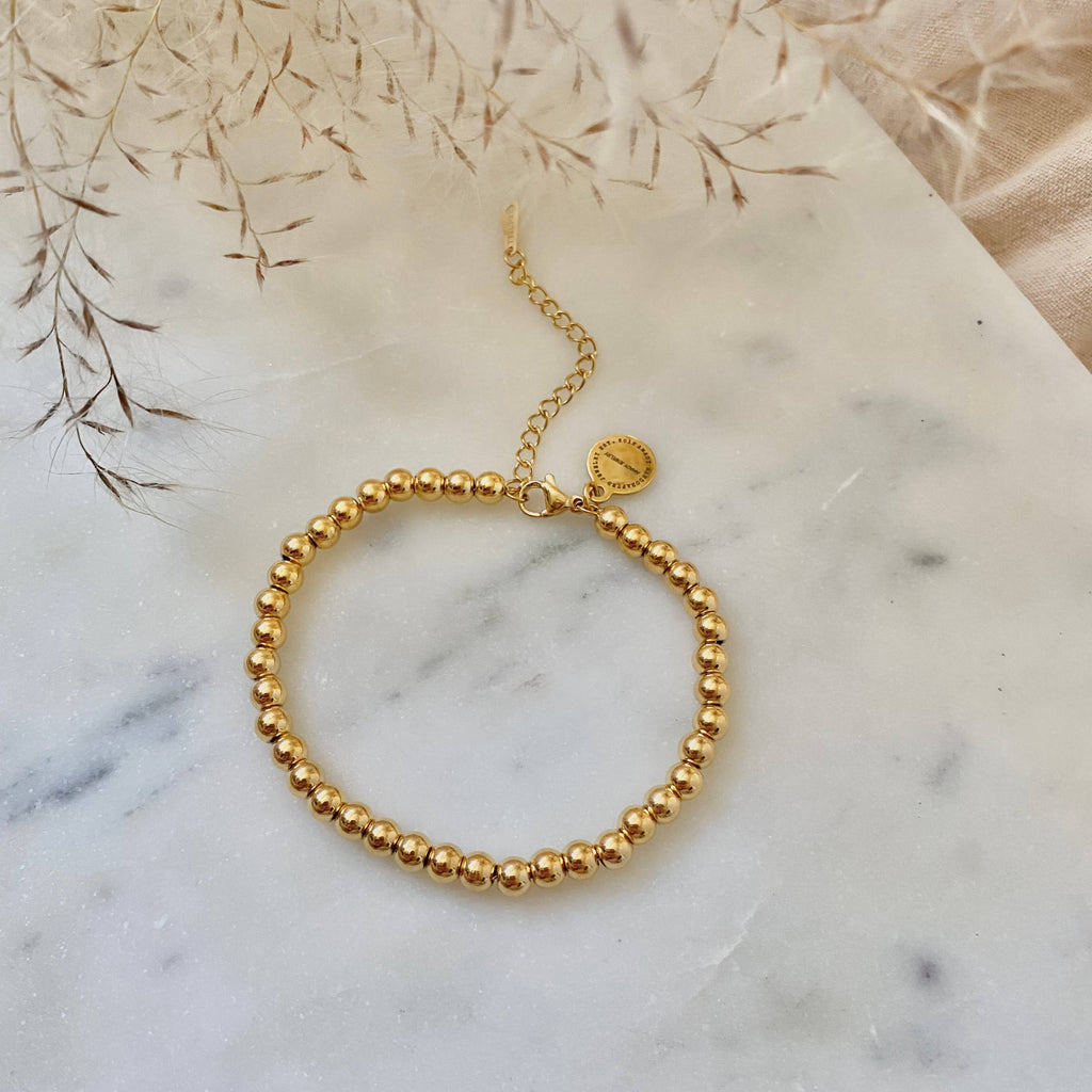 Gold or Silver Beaded adjustable bracelet waterproof